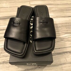 Coach Black Leather Sandals